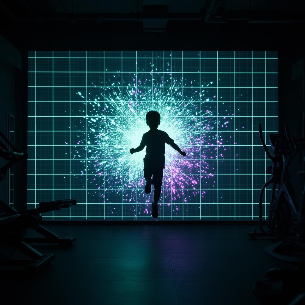 Child interacting with projected wall
