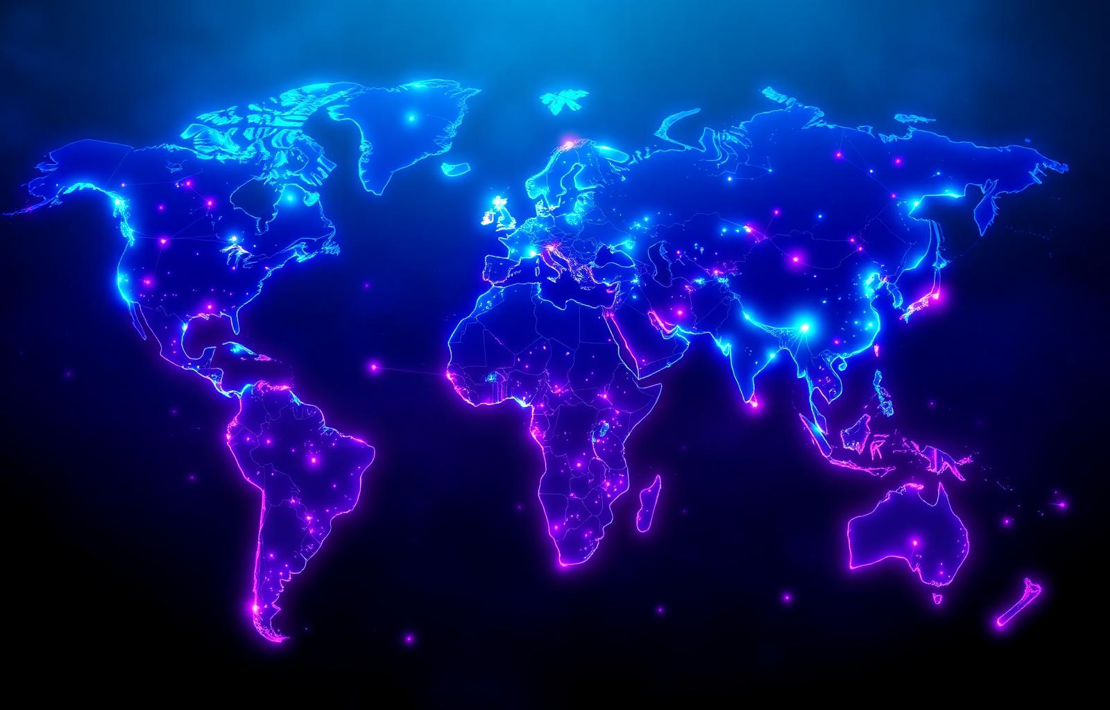 Glowing world map of PlayNect connections