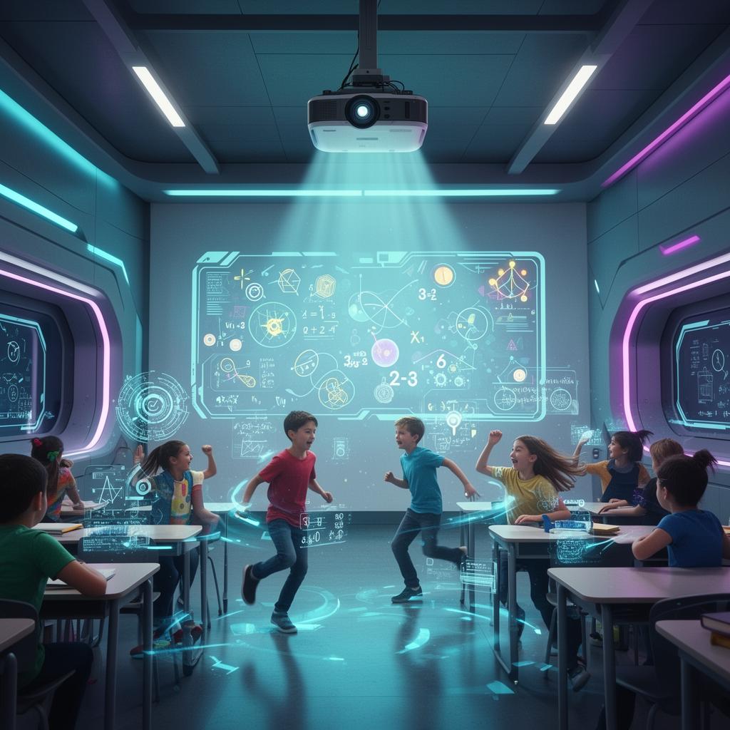 Future classroom with interactive projection